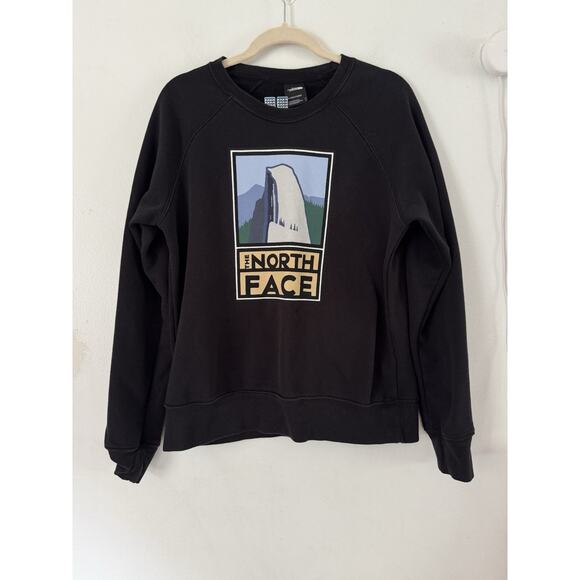 The North Face Women’s Crewneck Sweatshirt Black Mountain Graphic Size Medium - Picture 1 of 8